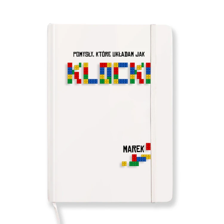Personalizowany notes dla dziecka sprawdzi się jako prezent dla fana klocków.