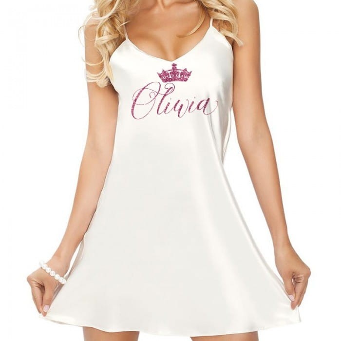 HALKA z satyny personalizowana z KORONĄ