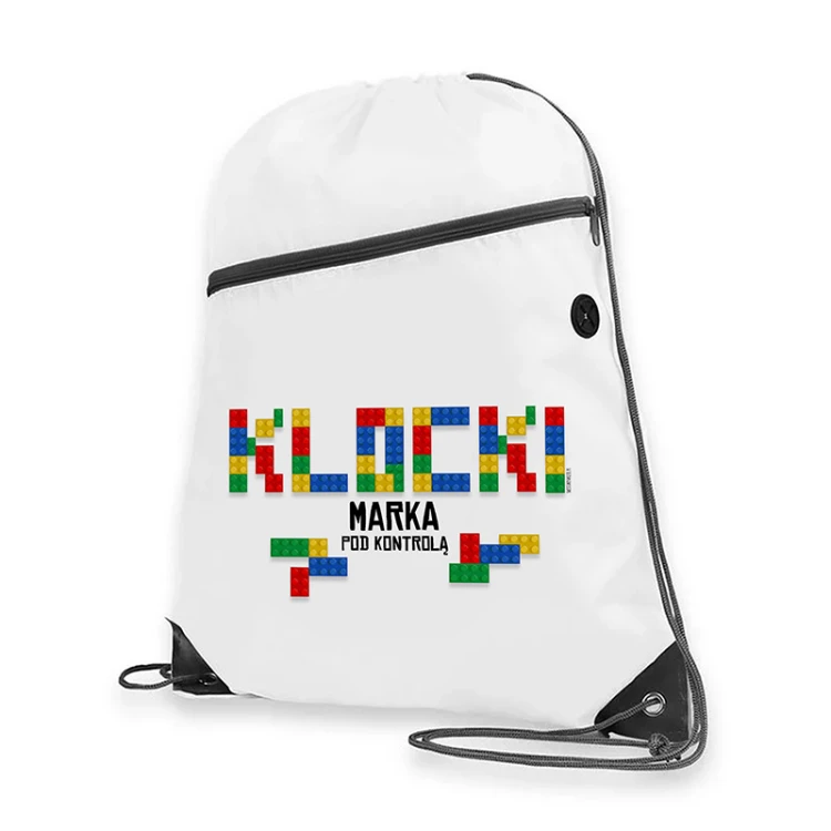 Imienny worek plecak dla fana klocków LEGO to praktyczny gadżet dla chłopca do szkoły, na trening i wycieczki.