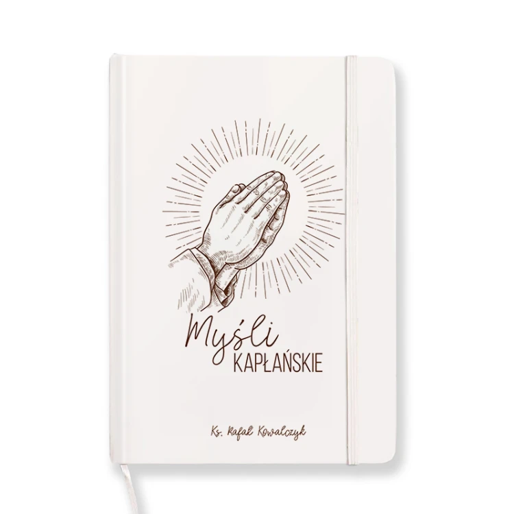 Religijna grafika modlących się dłoni nadaje okładce spokojny i symboliczny charakter.