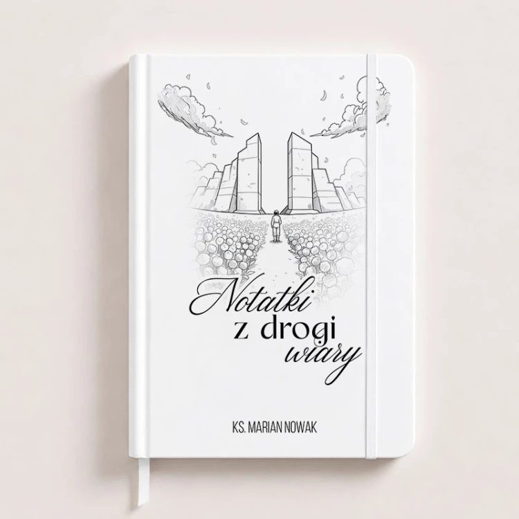 Personalizowany notatnik dla księdza z napisem Notatki z drogi wiary to symboliczny prezent na ważną okazję.