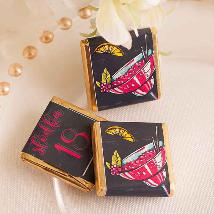 CZEKOLADKI na 18 urodziny Podziękowanie dla gości Koktajl Party 10szt