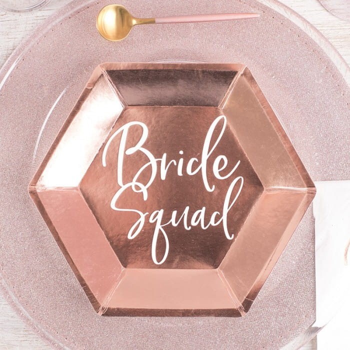 Talerzyki papierowe Bride Squad Ø23cm 6szt RÓŻOWE ZŁOTO