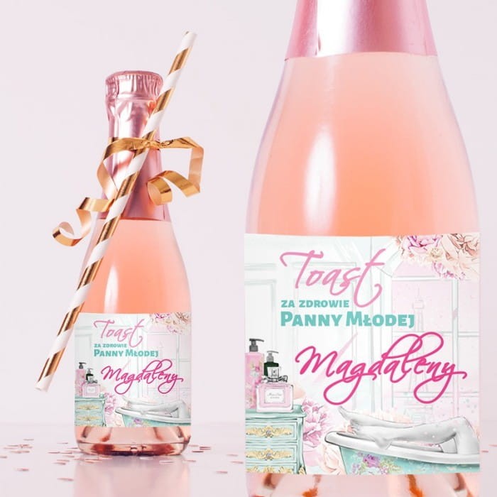 ETYKIETY na Mini Szampany personalizowane Panna Młoda 10szt