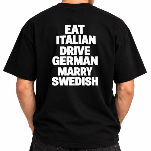 Czarny T-shirt męski z zabawnym angielskim hasłem sprawdzi się jako prezent dla chłopaka.