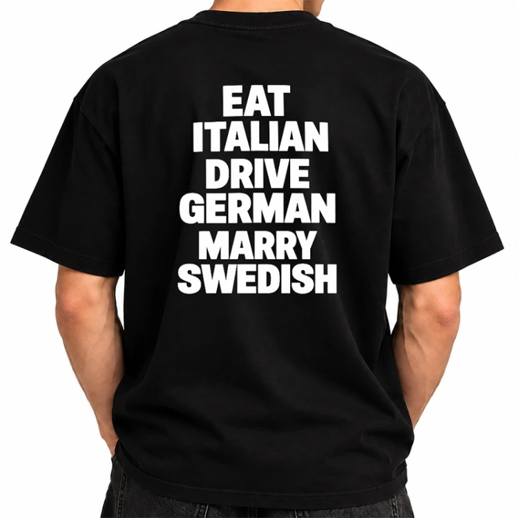 Czarny T-shirt męski z zabawnym angielskim hasłem sprawdzi się jako prezent dla chłopaka.