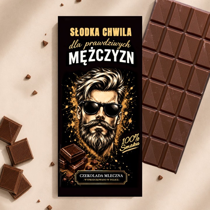Czekolada mleczna w czarnym pudełku to zabawny prezent dla mężczyzny na wiele okazji.