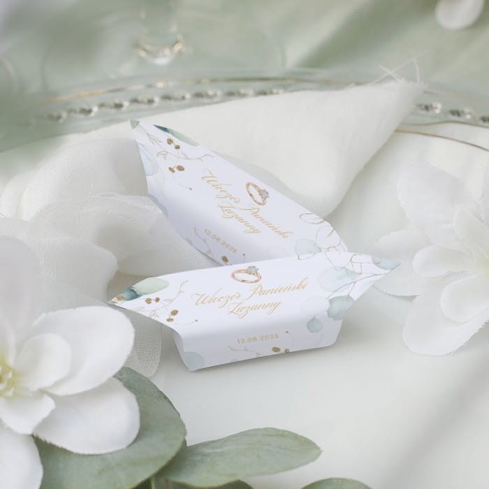 KRÓWKI w personalizowanych owijkach słodki poczęstunek Pierścionek Zaręczynowy 12szt