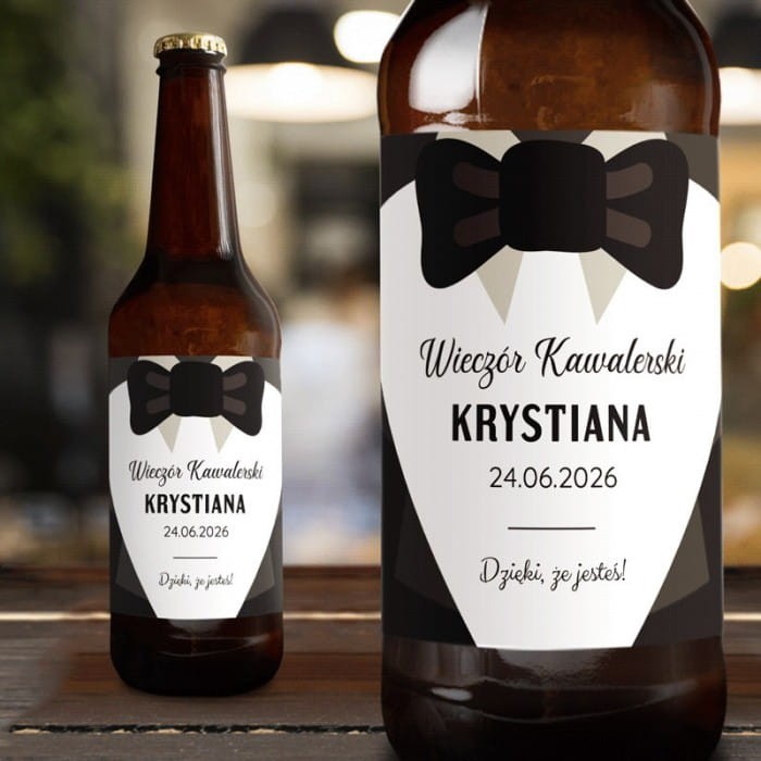ETYKIETY na piwo Wieczór Kawalerski z imieniem pana młodego Elegant 10szt