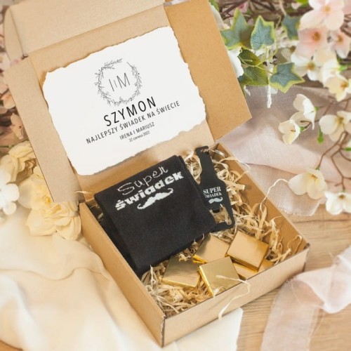 PREZENT dla świadka podziękowanie w kraftowym pudełku