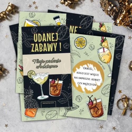 ZDRAPKI z zadaniami dla gości Zabawa na urodziny dorosłych 20szt
