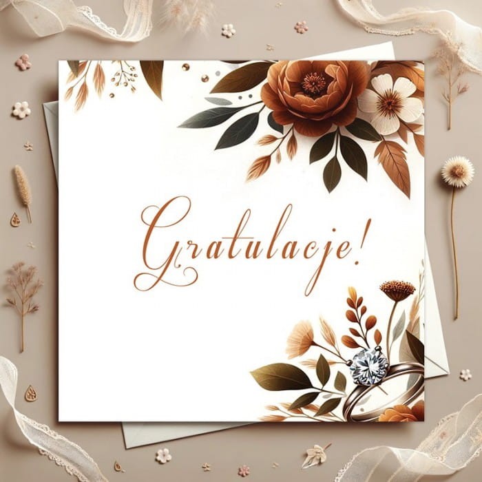 KARTKA na ślub z imionami Pary Młodej Gratulacje