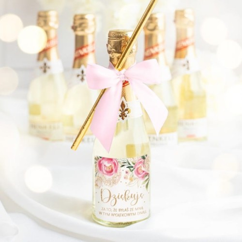 MINI SZAMPAN podziękowanie od Przyszłej Panny Młodej (etykieta, wstążka)