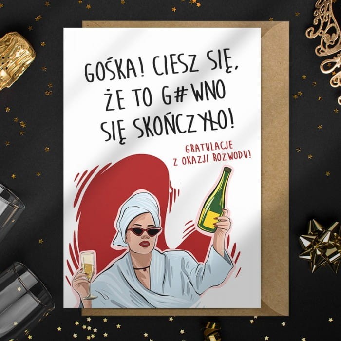 KARTKA gratulacje z okazji rozwodu Prezent dla Rozwódki