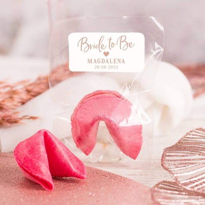 CIASTECZKA z wróżbą na panieński RÓŻOWE Bride to Be 10szt. (+etykiety)