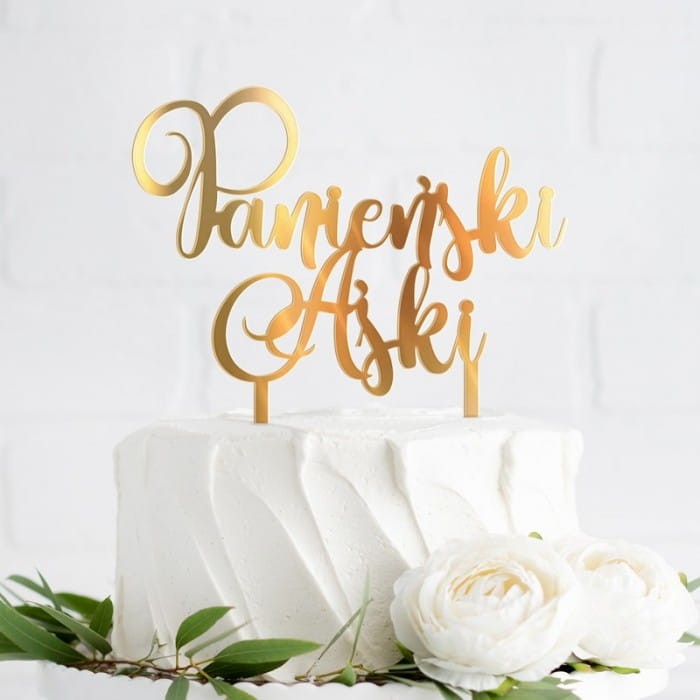 KONTUR topper lustrzany na tort Panieński Z IMIENIEM HIT!