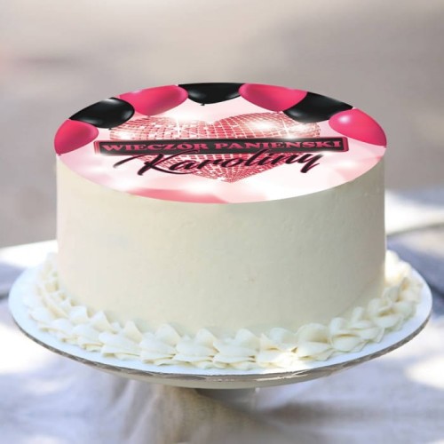 OPŁATEK na tort personalizowany Sparkling Heart Ø20cm