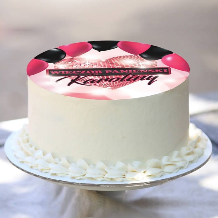 OPŁATEK na tort personalizowany Sparkling Heart Ø20cm