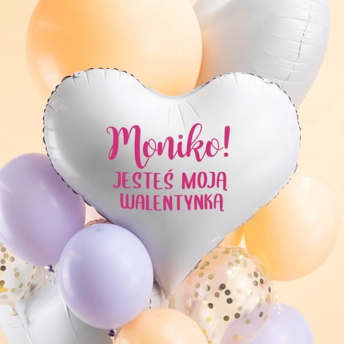 BALON foliowy DUŻE SERCE z imieniem Prezent na Walentynki