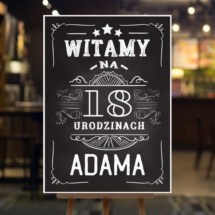 PLAKAT powitalny na 18 urodziny chłopaka Czarna Elegancja