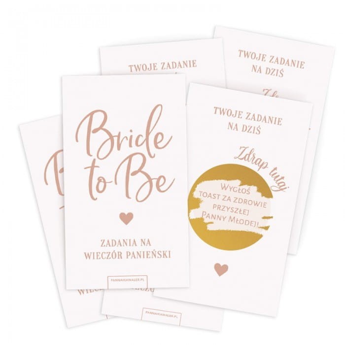 GRA imprezowa na Wieczór Panieński Bride to Be Karty Zadania pod zdrapkami 20szt