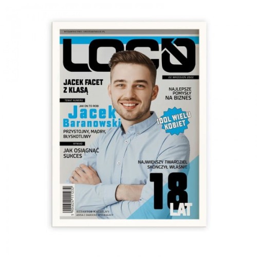 PLAKAT ze zdjęciem jak okładka czasopisma Zabawny prezent dla niego na 18