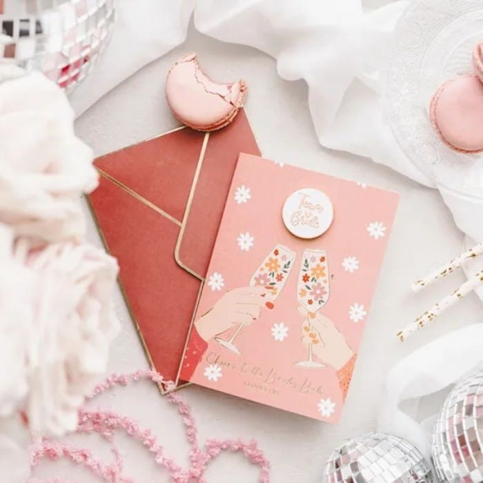 KARTKA z pinem Team Bride Upominek dla dziewczyn na Panieński