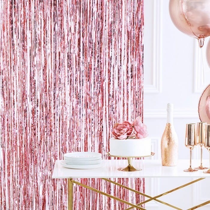 KURTYNA Błyszcząca Różowe Złoto 90x250 cm