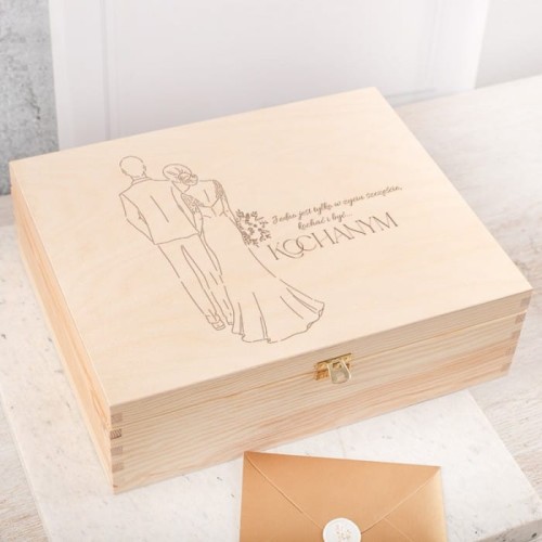 Prezent ślubny dla Młodej Pary w drewnianej skrzyni MEGA ZESTAW!