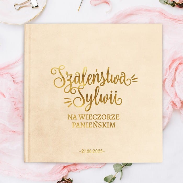 ALBUM KSIĘGA welur złoty napis Szaleństwo na Wieczorze Panieńskim
