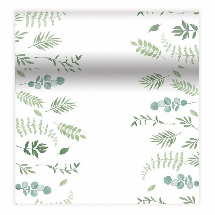 ZESTAW Dekoracji Stołu na imprezę Serwetki kieszonki bieżnik Zielone Listki