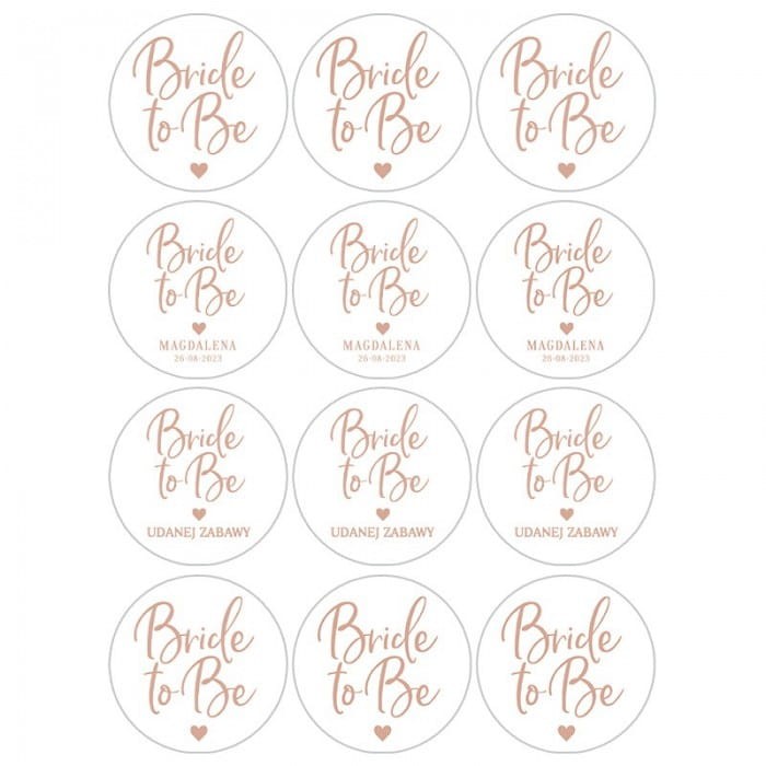 OPŁATKI na muffinki babeczki na wieczór panieński Bride to Be 12szt