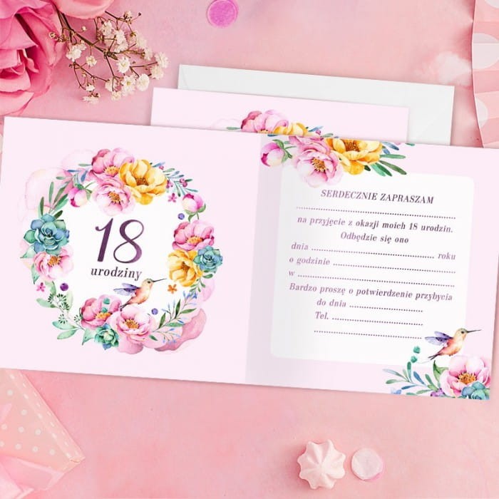 ZAPROSZENIA na 18 urodziny Flower Queen 10szt