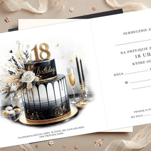 ZAPROSZENIE na 18 urodziny dziewczyny w stylu Glamour