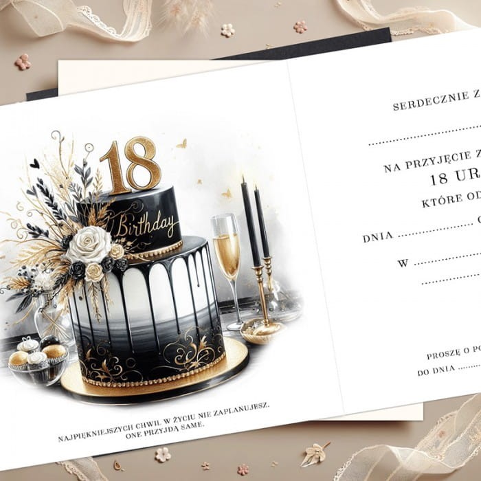 ZAPROSZENIE na 18 urodziny dziewczyny w stylu Glamour