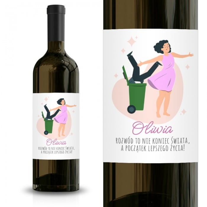 ETYKIETA na alkohol prezent dla rozwódki na nowy początek
