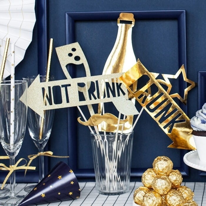 REKWIZYTY do sesji foto Imprezowe Złote 8szt