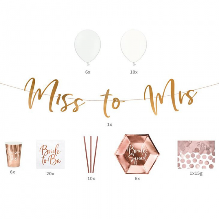 ZESTAW dekoracji na wieczór panieński Rose Gold