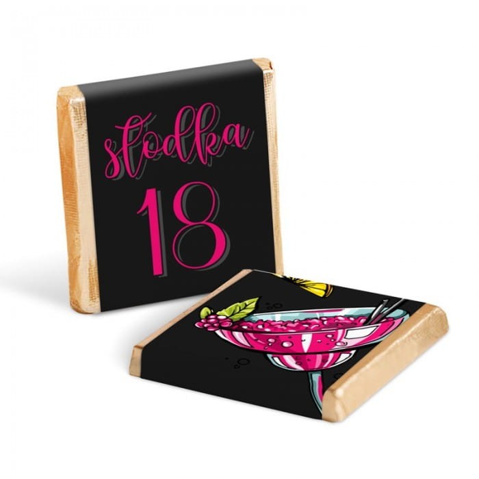 CZEKOLADKI na 18 urodziny Podziękowanie dla gości Koktajl Party 10szt