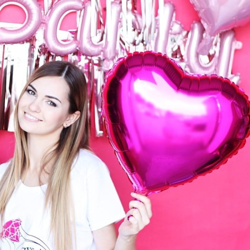 BALON foliowy Serce 45cm CIEMNORÓŻOWY