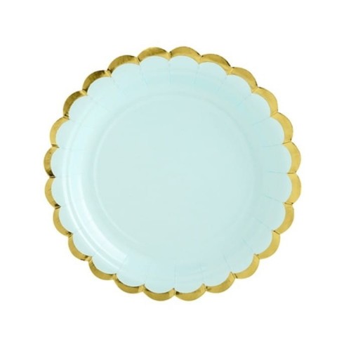 TALERZYKI papierowe z metalizowanym brzegiem 6szt MIĘTOWE