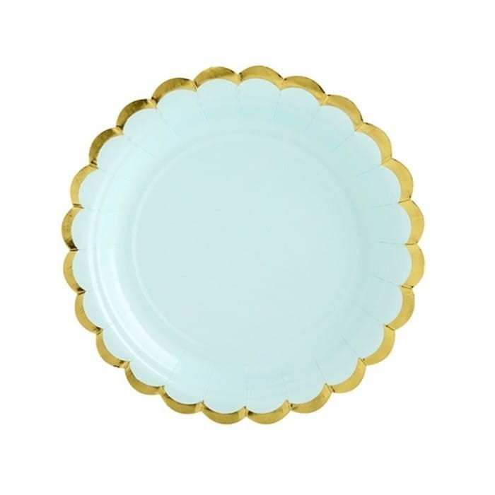 TALERZYKI papierowe z metalizowanym brzegiem 6szt MIĘTOWE