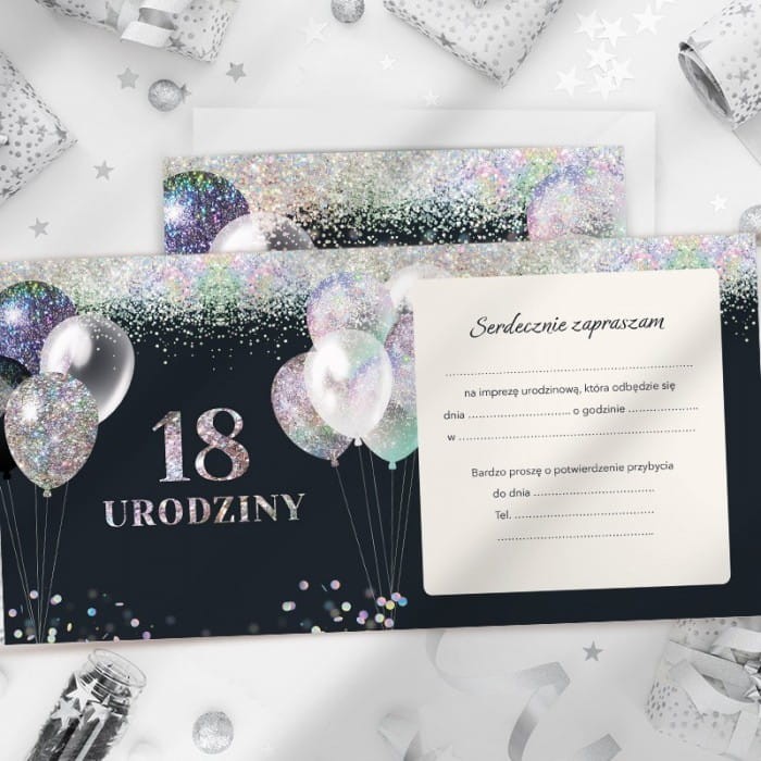 ZAPROSZENIA na imprezę z okazji 18 urodzin 10szt