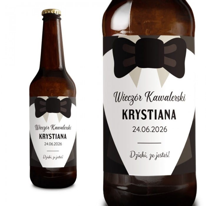 ETYKIETY na piwo Wieczór Kawalerski z imieniem pana młodego Elegant 10szt