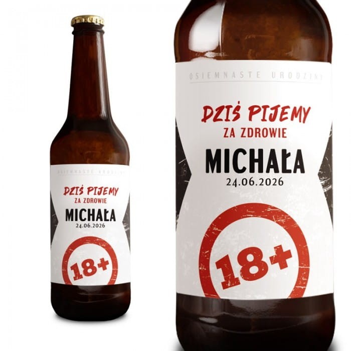 ETYKIETY na piwo ozdoba butelek na 18 urodziny 10szt