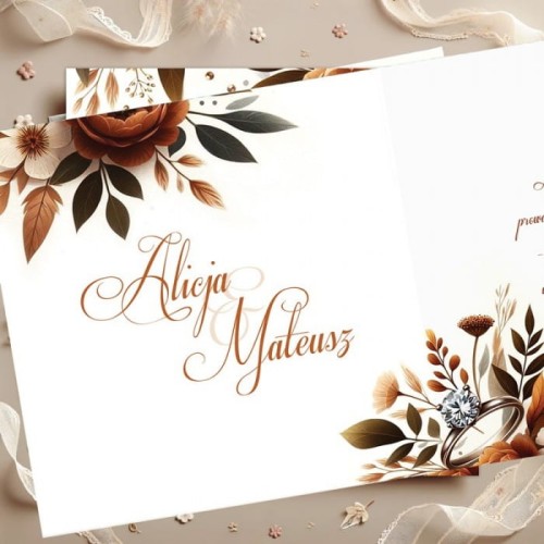 KARTKA na ślub z imionami Pary Młodej Gratulacje