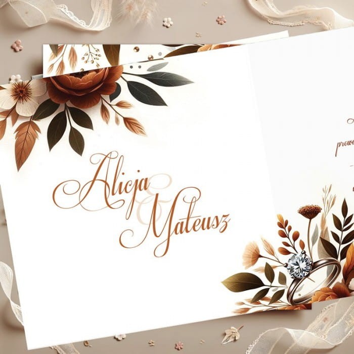 KARTKA na ślub z imionami Pary Młodej Gratulacje