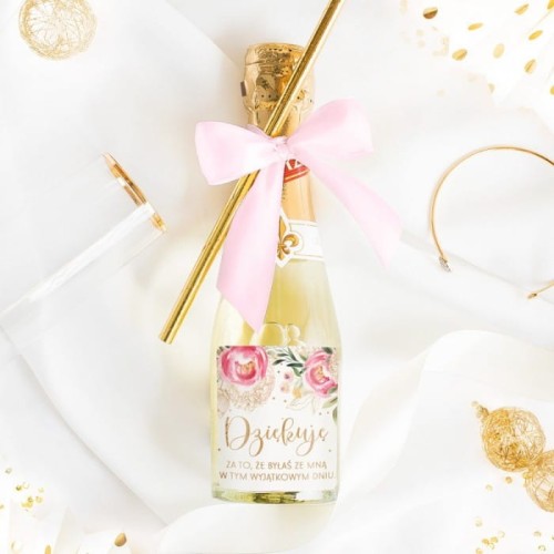 MINI SZAMPAN podziękowanie od Przyszłej Panny Młodej (etykieta, wstążka)