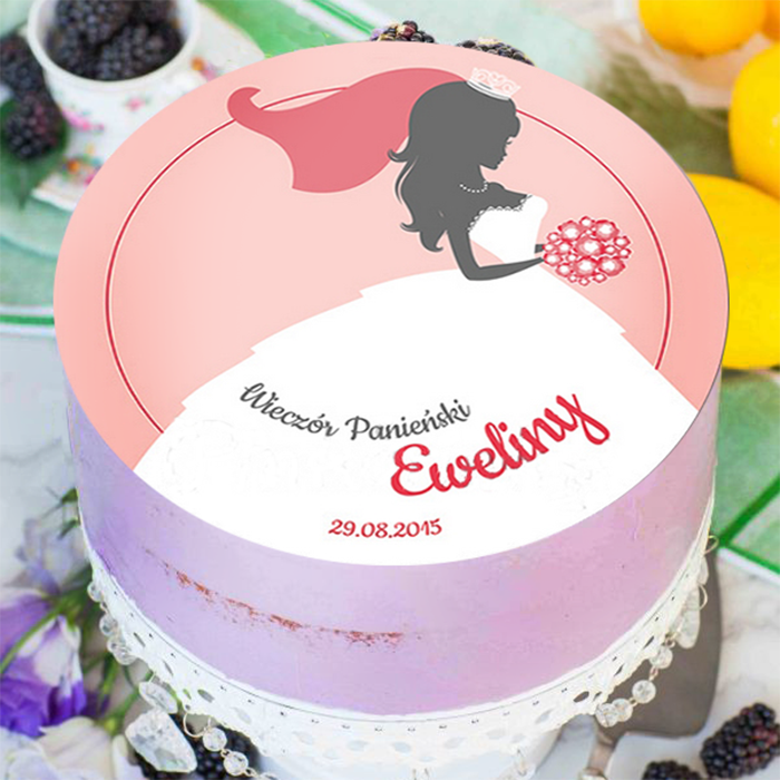 OPŁATEK na tort personalizowany Panna Młoda Ø20cm