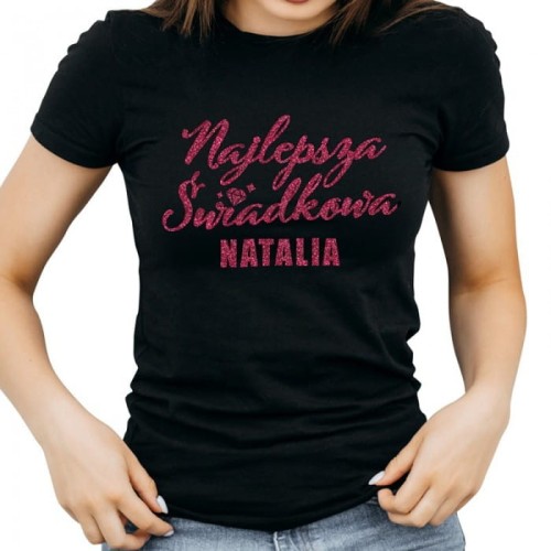 KOSZULKA czarna z nadrukiem Podziękowanie dla świadkowej